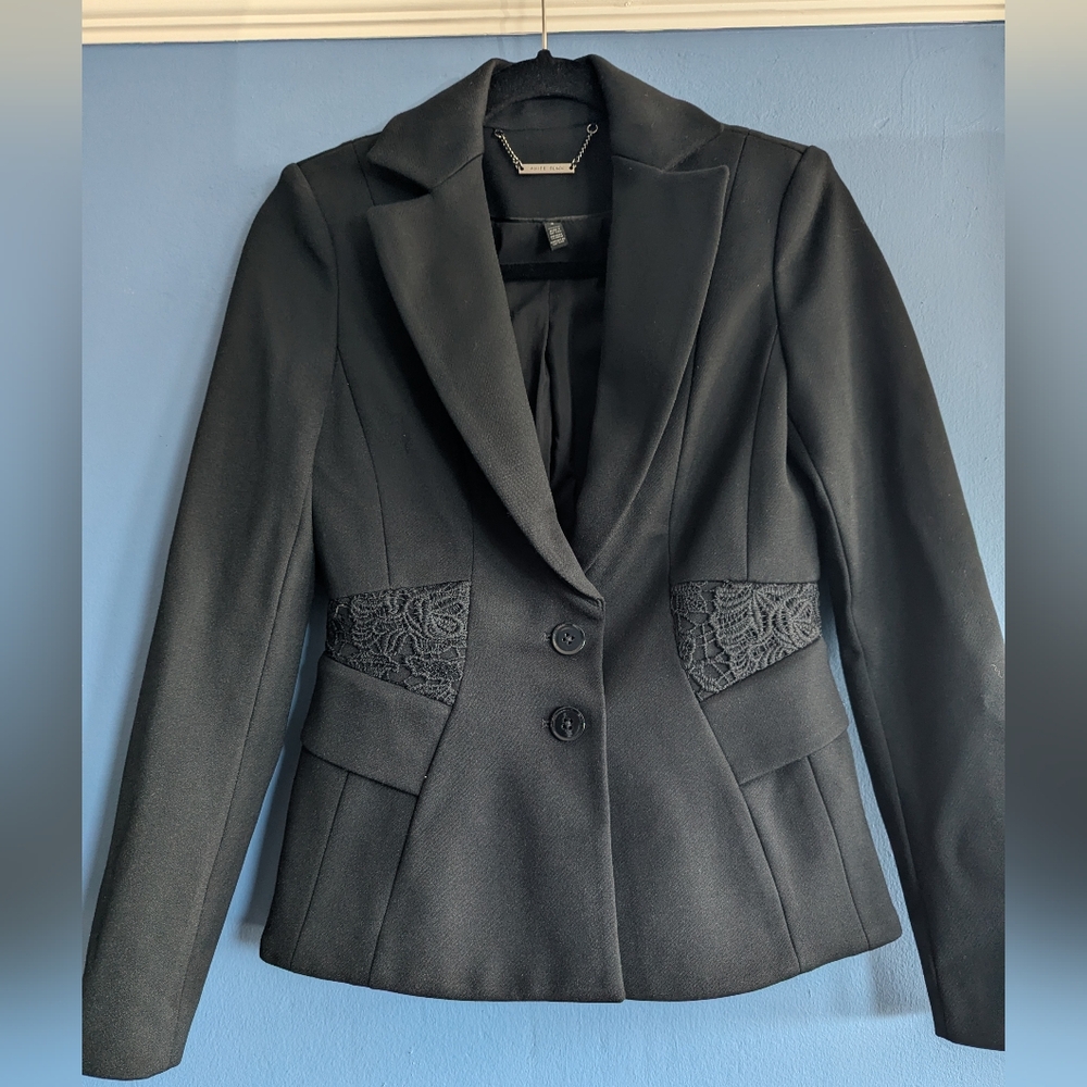 WHITE HOUSE BLACKMARKET LACE INSET EMBELLISHEDBLAZER JACKET 2